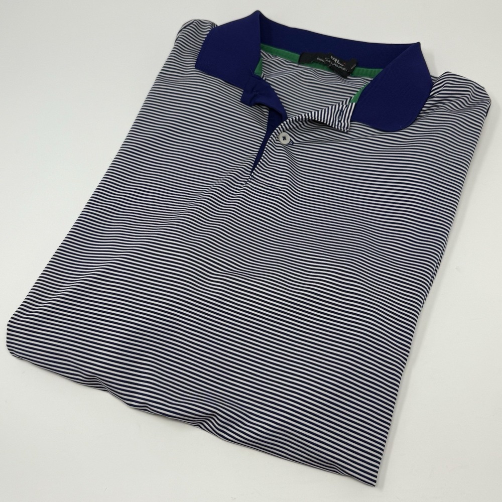 Polo Ralph Lauren RLX Blue Striped Short Sleeve Polo Shirt Men Small